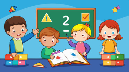 kids have maths vector illustration