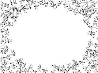 かすみ草のシルエットフレーム①黒_四角_横