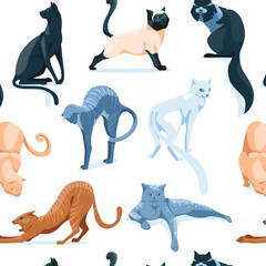 Pattern of cats. Flat vector illustration