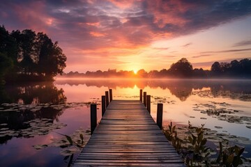 Obraz premium Lake landscape outdoors horizon.