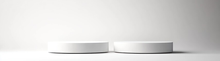 Two White Cylindrical Platforms on a White Background