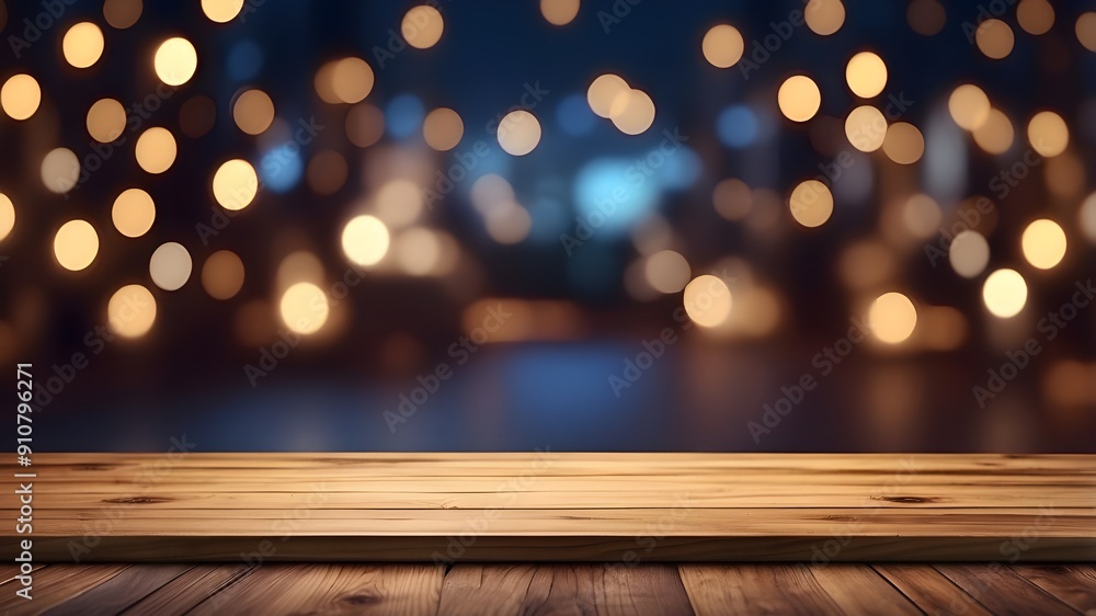 Poster a blank space for presenting a product or object presentation, a wood board table or an empty brown 