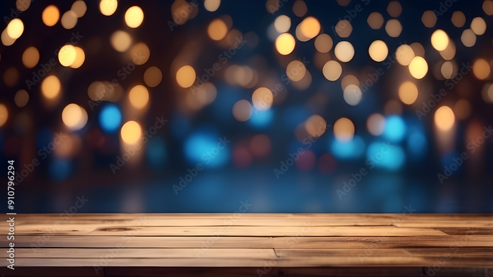 Poster a blank space for presenting a product or object presentation, a wood board table or an empty brown 
