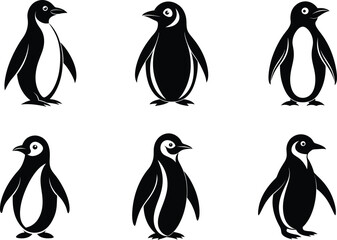 Obraz premium Penguins Vector Silhouette