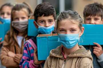 children_with_mask_protesting