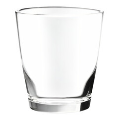Single empty crystal glass with water drop reflection isolated on white
