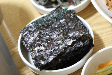 korea side dish food. edible seaweed