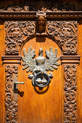 Old door with vintage door handle