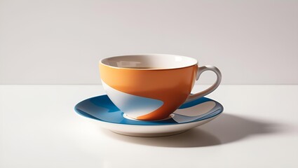  ceramic coffee cup close up view. Orange color ceramic coffee cup close up view. ceramic cup. Tea cup. a cup of tea on a saucer. cup of coffee