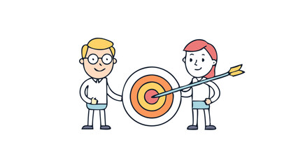 mentor and mentee celebrating success with arrow in bullseye of target