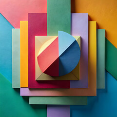 composition of multicoloured paper sheets