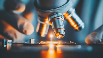 Close-Up of Product Analysis Under Microscope as Team Discusses Findings