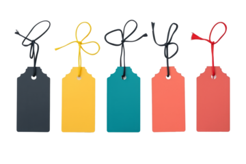 tags being used as price tags in a retail setting, with a focus on their legibility and stylish appearance.