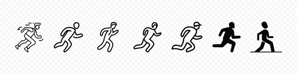 man fast run icon, walk and run icon set. People symbol, Running icon set. Run symbol set. Containing Runner Icon.  Fitness Running icons