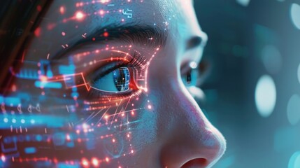 Close-up of a Human Eye with Digital Overlays