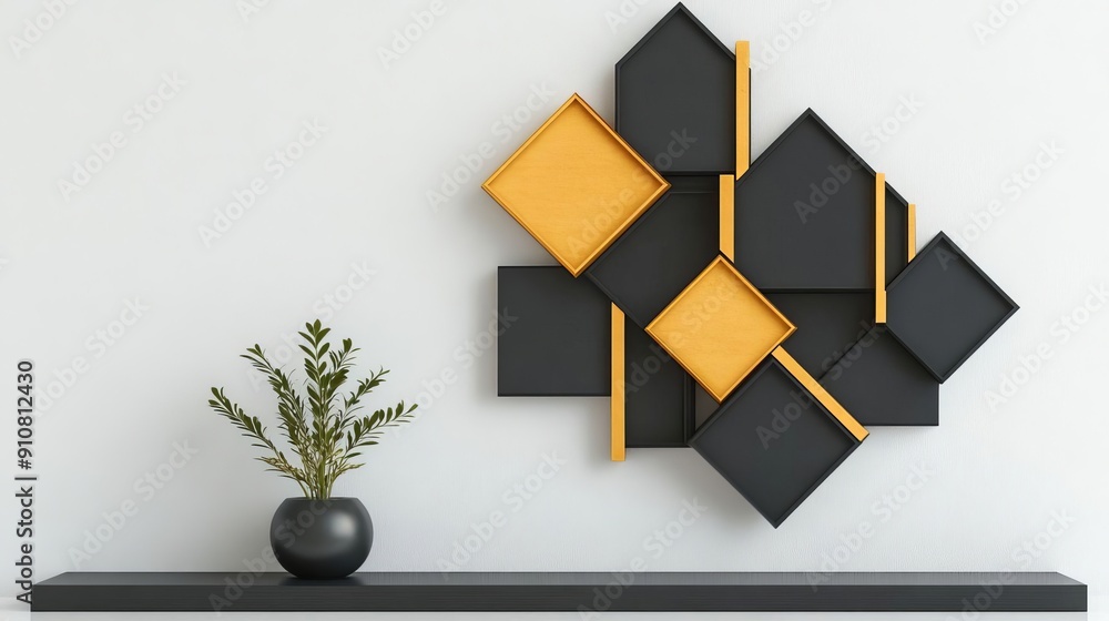 Aufkleber dynamic display of segmented hanging frames featuring striking geometric patterns for modern decor a