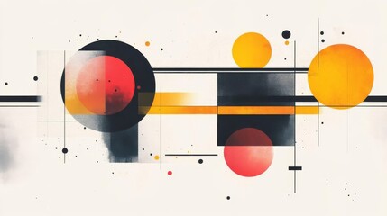Interconnected Geometry A Vibrant Artwork of Bold Shapes and Patterns Merging Print Pieces into a Striking Visual Harmony