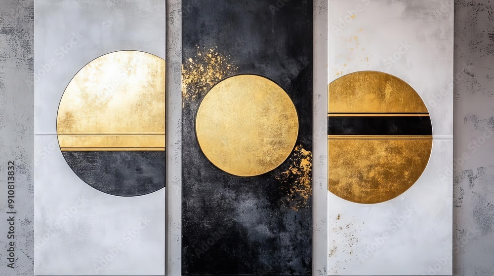 Aufkleber triangular visions a captivating triptych showcasing distinct geometric designs that inspire creativ