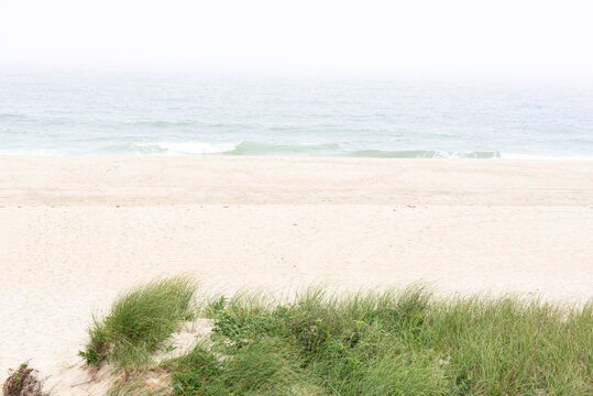 Empty beach with waves crashing