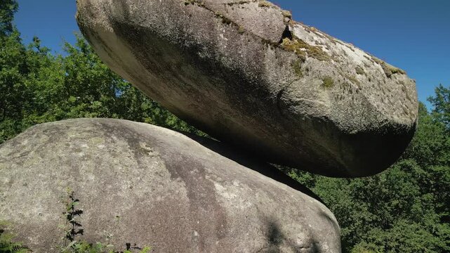 Huge Granitic Boulders Resting On Steep Slopes At Pena do Equilibrio