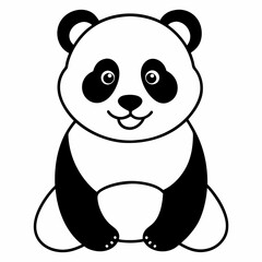 adorable panda bear sitting vector illustration