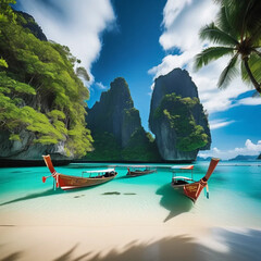Breathtaking Pristine Beach in Indonesia with Turquoise Waters and Vibrant Tropical Foliage