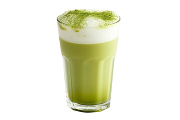 Obraz premium Cup of rich creamy matcha or chai latte with fluffy whipped cream and a sprinkle of cinnamon