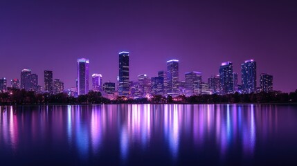 Fototapeta premium Night Skyline Reflection