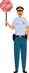 Police officer holding a stop sign, ensuring road safety and traffic regulation