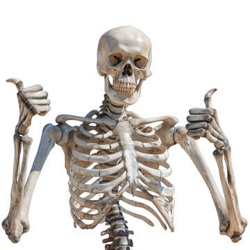 Skeleton thumbs up isolated on transparent background, skeleton png