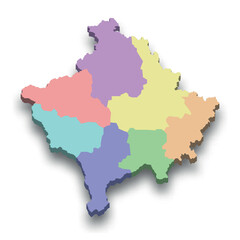 3d isometric colored map of Kosovo