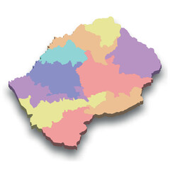 3d isometric colored map of Lesotho