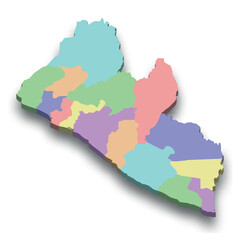 3d isometric colored map of Liberia
