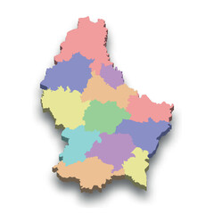 3d isometric colored map of Luxembourg