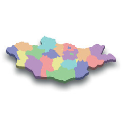 3d isometric colored map of Mongolia
