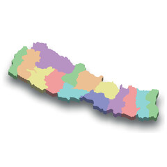 3d isometric colored map of Nepal