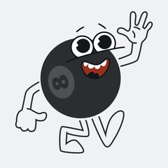 billiard ball cartoon character mascot