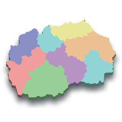 3d isometric colored map of North Macedonia