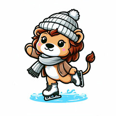 Obraz premium cartoon lion and hat