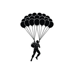 skydiving with balloons silhouette
