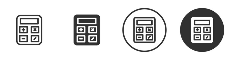 Calculator with buttons icon Flat logo set collection