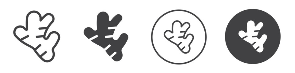 Turmeric root icon Flat logo set collection