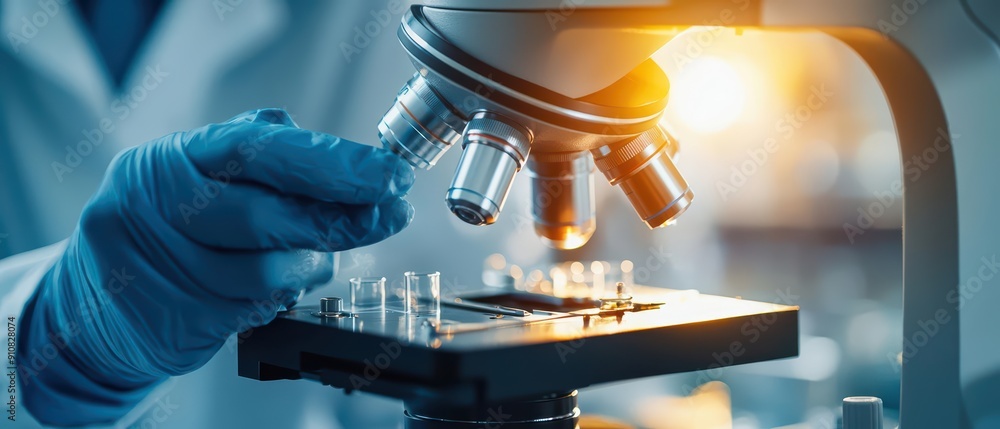 Poster luxury portrait of a scientist conducting an experiment in a hightech laboratory