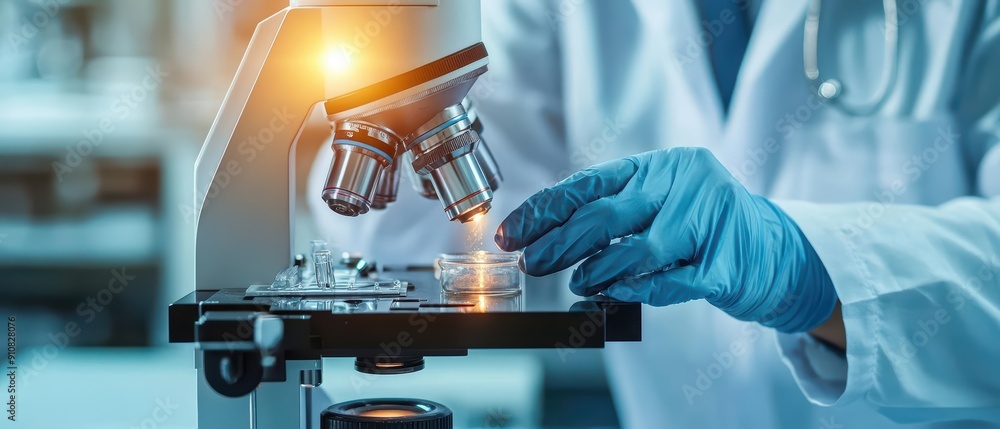 Poster luxury portrait of a scientist conducting an experiment in a hightech laboratory