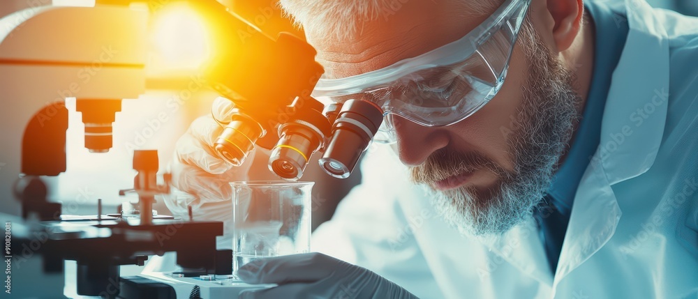 Poster luxury portrait of a scientist conducting an experiment in a hightech laboratory