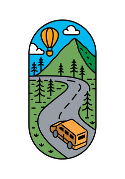 recommend clip art: beautiful mountain views line art illustration