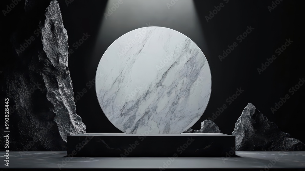Poster minimal abstract scene background featuring a podium for product presentation