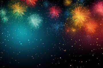 Fototapeta premium Abstract mix colored firework background with copy space with generative ai