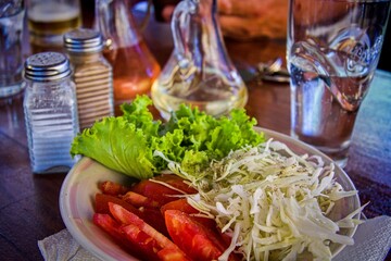 Fresh vegetable salad on a table