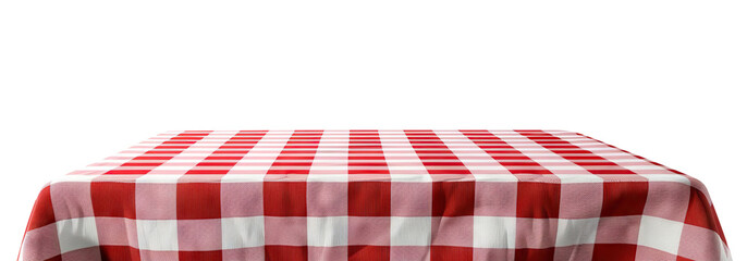 Elegant red and white checkered tablecloth, cut out